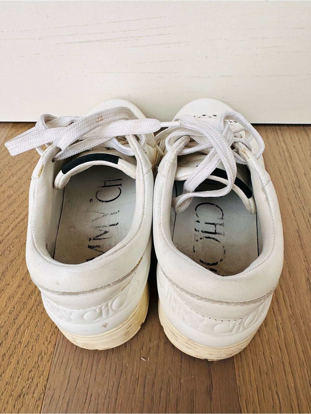 Jimmy Choo "Havana" White/Silver Lace-up Tennis Sneakers - US Size 7 - Picture 3 of 7